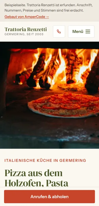 Beispielseite Trattoria Renzetti am Handy